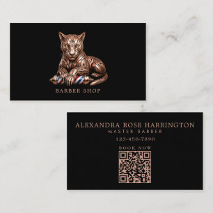 Rose Gold Panther Professionele Kapperszaak Logo Visitekaartje