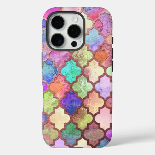 Rose Gold & Pastel Moroccan Quatrefoil Case-Mate iPhone Case (Achterkant)