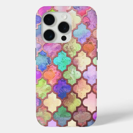 Rose Gold & Pastel Moroccan Quatrefoil Case-Mate iPhone Case (Achterkant)