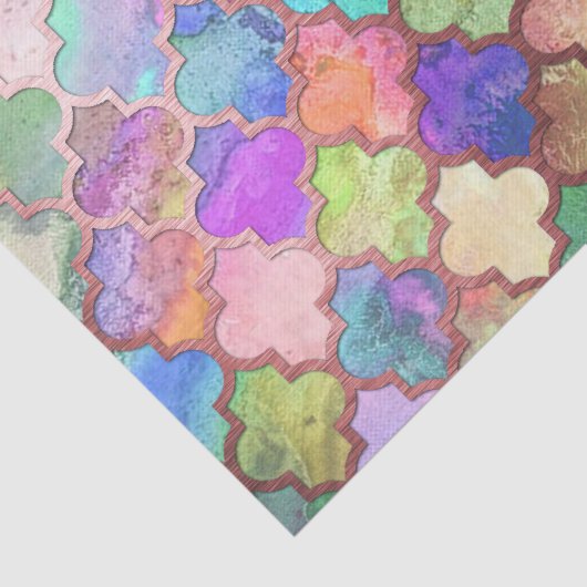 Rose Gold & Pastel Moroccan Quatrefoil Tissuepapier (Detail)
