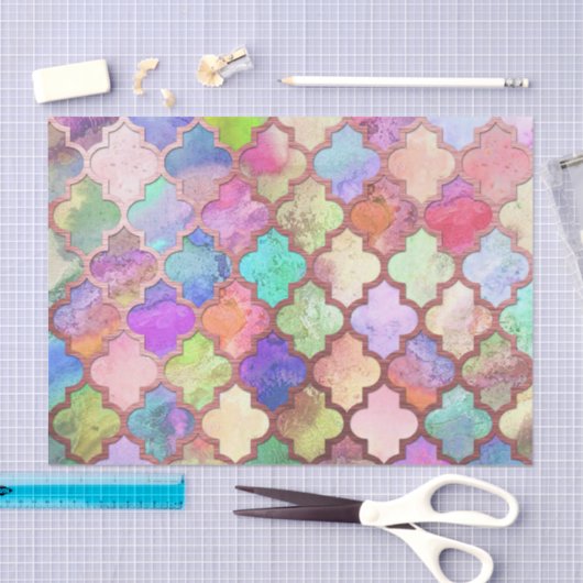 Rose Gold & Pastel Moroccan Quatrefoil Tissuepapier (Craft)