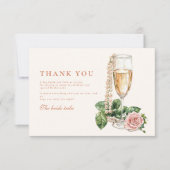 Rose Gold Pearls and Prosecco Bridal Shower Bedankkaart (Voorkant)