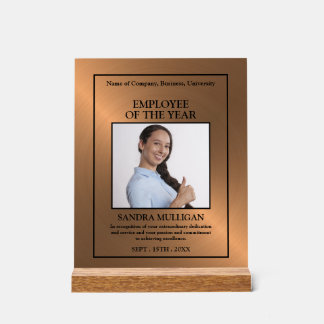 Rose Gold/Personalised Photo - Employee Award Acryl Bord
