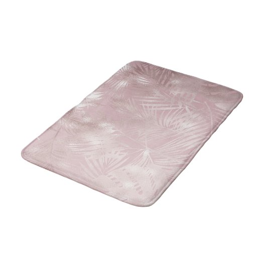 Rose Gold Pink Botanical Tropical Palm Tree Leaves Badmat (Gekanteld)