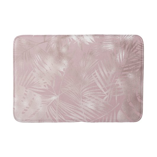 Rose Gold Pink Botanical Tropical Palm Tree Leaves Badmat (Voorkant)