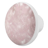 Rose Gold Pink Botanical Tropical Palm Tree Leaves Keramische Knop (Rechts)