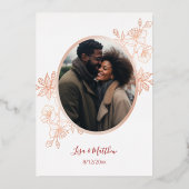 Rose Gold Pink Cherry Blossom | Photo Wedding Folie Uitnodiging (Achterkant)