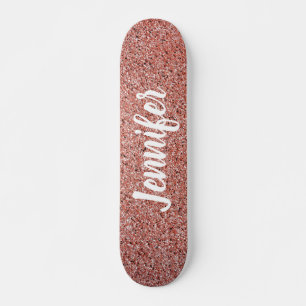 Rose Gold Pink Faux Glitter Personalized Persoonlijk Skateboard