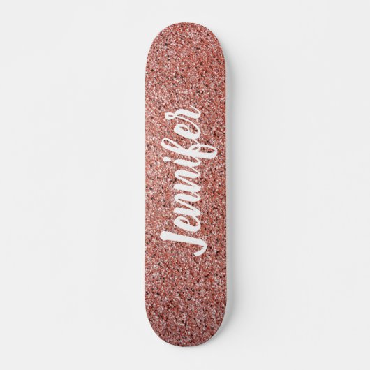 Rose Gold Pink Faux Glitter Personalized Persoonlijk Skateboard (Voorkant)