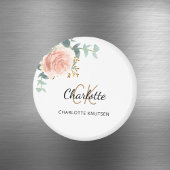 Rose gold pink floral eucalyptus thank you magneet