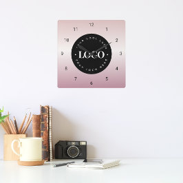 Rose Gold Pink Gradient Custom Logo Company Office Vierkante Klok