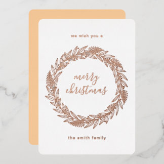Rose Gold Pressed Wreath Merry Christmas Foil Holi Folie Feestdagenkaart