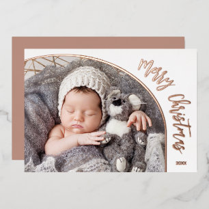 Rose Gold Prettig Kerst Script Folie Feestdagenkaart