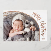 Rose Gold Prettig Kerst Script Folie Feestdagenkaart (Voorkant)