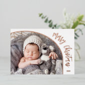 Rose Gold Prettig Kerst Script Folie Feestdagenkaart (Staand Voorkant)