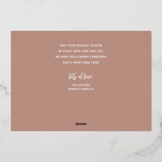 Rose Gold Prettig Kerst Script Folie Feestdagenkaart (Achterkant)