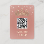 Rose Gold Quinceañera Crown Scan Me QR RSVP Informatiekaartje (Voorkant)