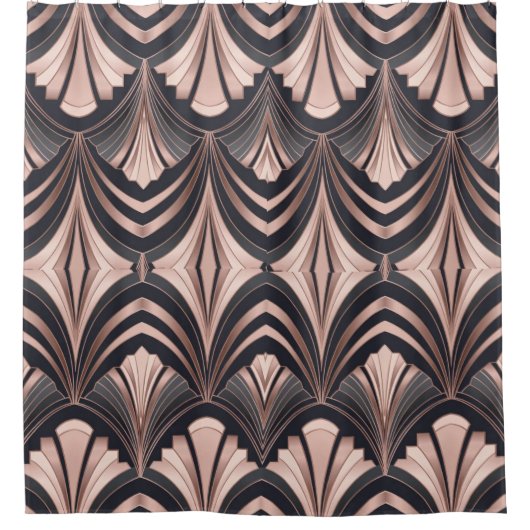 Rose Gold Romance Neo Art Deco Fan Design Douchegordijn (Voorkant)