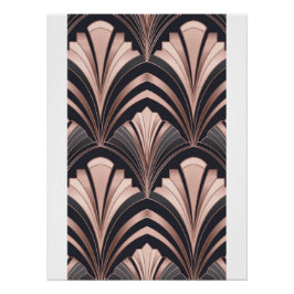 Rose Gold Romance Neo Art Deco Fan Design Perfect Poster