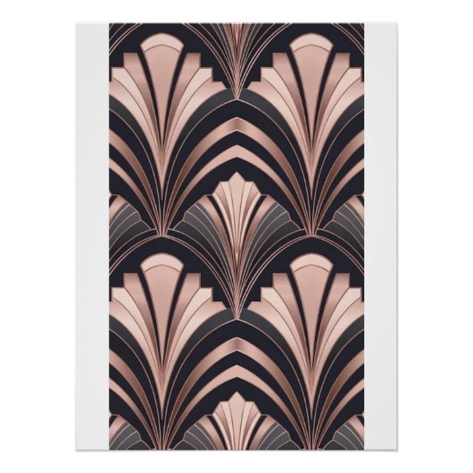 Rose Gold Romance Neo Art Deco Fan Design Perfect Poster (Voorkant)