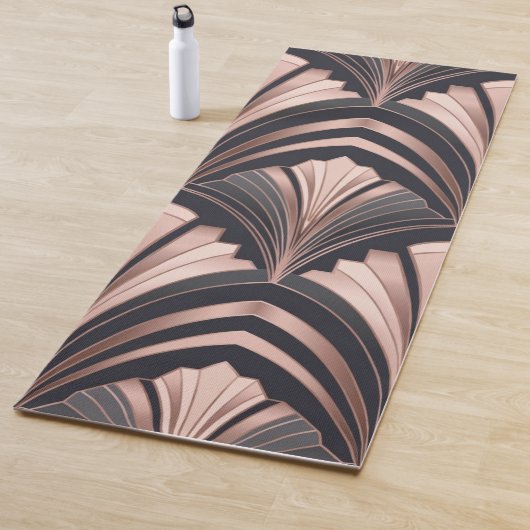 Rose Gold Romance Neo Art Deco Fan Design Yogamat (In situ)
