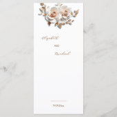 Rose Gold Roses Sculptural 3D Flower Wedding Menu (Achterkant)
