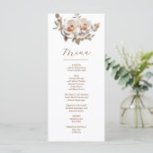 Rose Gold Roses Sculptural 3D Flower Wedding Menu (Staand voorkant)