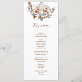 Rose Gold Roses Sculptural 3D Flower Wedding Menu