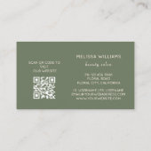 Rose Gold Sage Green Line Art Floral  | QR Code Visitekaartje (Achterkant)