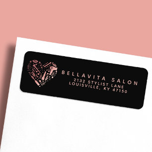 Rose Gold Salon Heart Haarstylist Retouradres Etiket