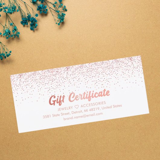 Rose Gold Salon Store Business Gift Certificate