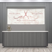 Rose Gold Schaar Marmer Salon Opening Zakelijk Spandoek