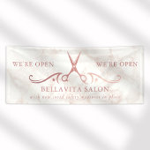 Rose Gold Schaar Marmer Salon Opening Zakelijk Spandoek