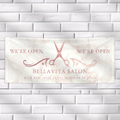Rose Gold Schaar Marmer Salon Opening Zakelijk Spandoek