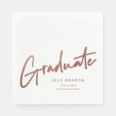 Rose Gold Script Afgestudeerd Eenvoudige Afstudere Servet (Voorkant)