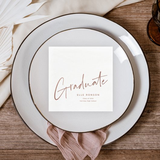Rose Gold Script Afgestudeerd Eenvoudige Afstudere Servet