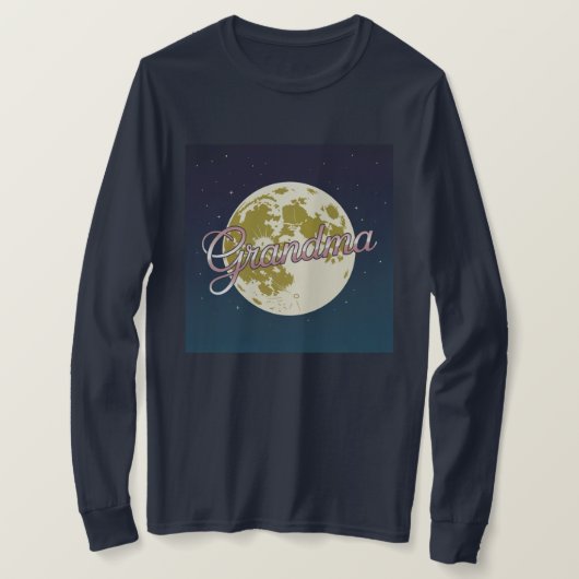 Rose Gold Script Grandma Moon Blue Sky T-Shirt (Design voorkant)
