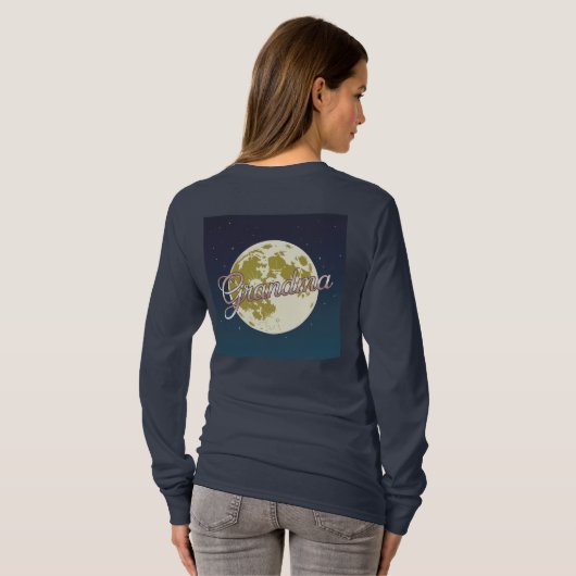 Rose Gold Script Grandma Moon Blue Sky T-Shirt (Achterkant volledig)