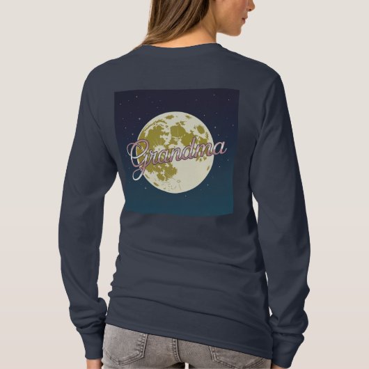Rose Gold Script Grandma Moon Blue Sky T-Shirt (Achterkant)