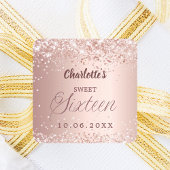 Rose gold script Sweet 16 Vierkante Sticker