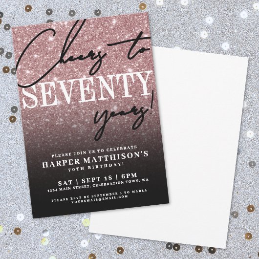 Rose Gold Seventy 70th Birthday Kaart