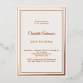 Rose gold simple luxury birthday folie uitnodiging (Voorkant)