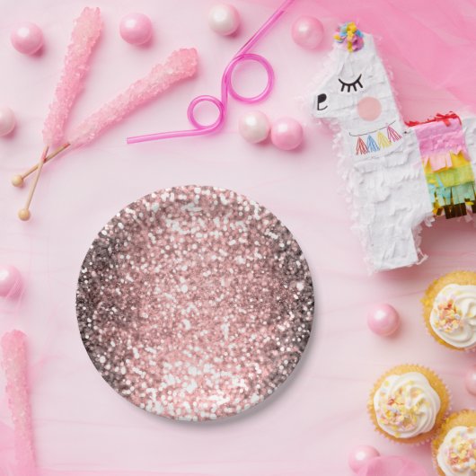 Rose Gold Sparkle Lights Girls Glittery Sparkly Papieren Bordje (Feest)