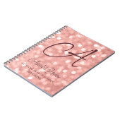 Rose Gold Sparkles Monogram Academic Year School Notitieboek (Linkerzijde)
