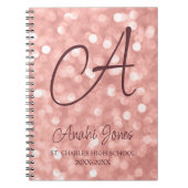Rose Gold Sparkles Monogram Academic Year School Notitieboek (Voorkant)