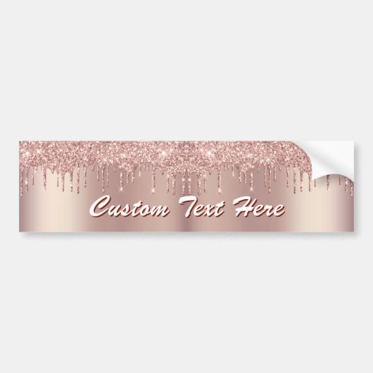 Rose Gold Sparkly Bumper Sticker with Custom Text (Voorkant)