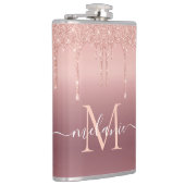 Rose Gold Sparkly Flask Personalized Name Letter Heupfles (Rechts)