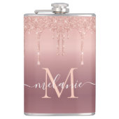 Rose Gold Sparkly Flask Personalized Name Letter Heupfles (Voorkant)