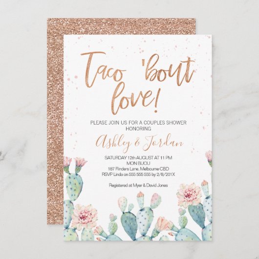 Rose Gold Taco ''bout Love Koppels bruiloft Kaart (Voorkant / Achterkant)