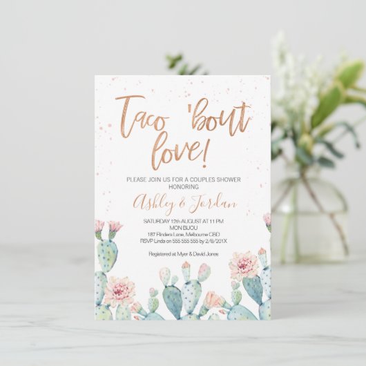 Rose Gold Taco ''bout Love Koppels bruiloft Kaart (Staand voorkant)